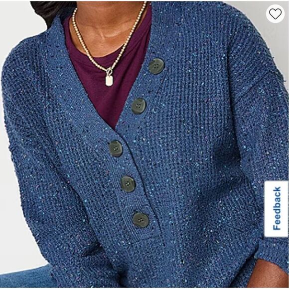 NWT a.n.a. Women’s 2X Sweater Y Neck Pullover Bijou Blue Drop Shoulder Stretch - Picture 3 of 16